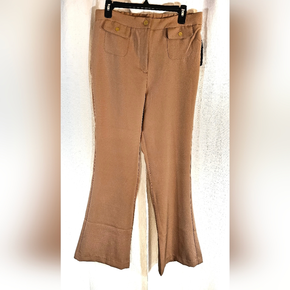 2/$20 Nwt Adrienne Vittadini L Gold Button Pants